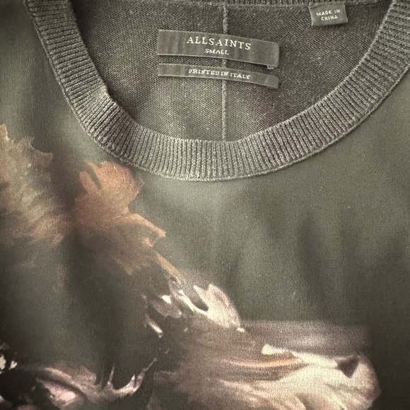 Allsaints tunic top open sholders 100% silk front and 55 cotton/45 rayon. Size S - Picture 4 of 6